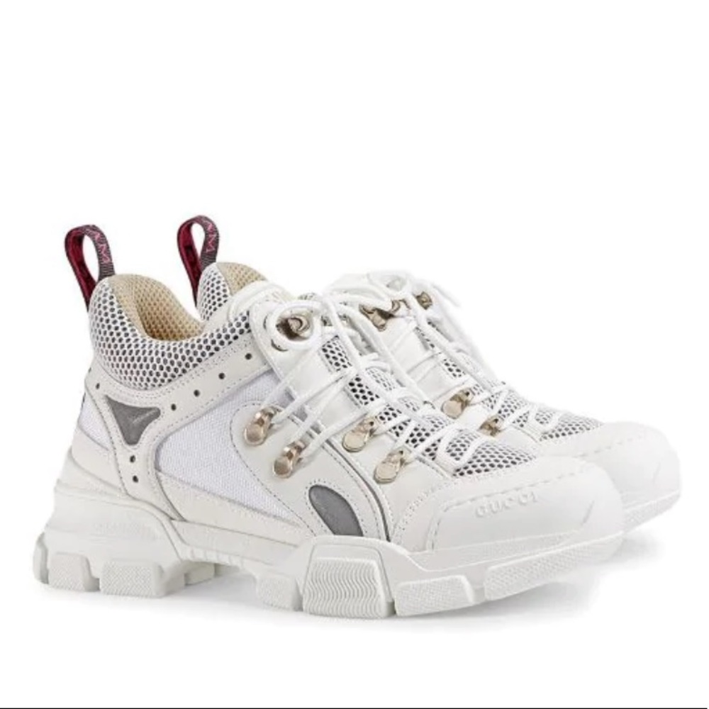 Gucci Flashtrek White Lug Sole Padded Leather Sneakers